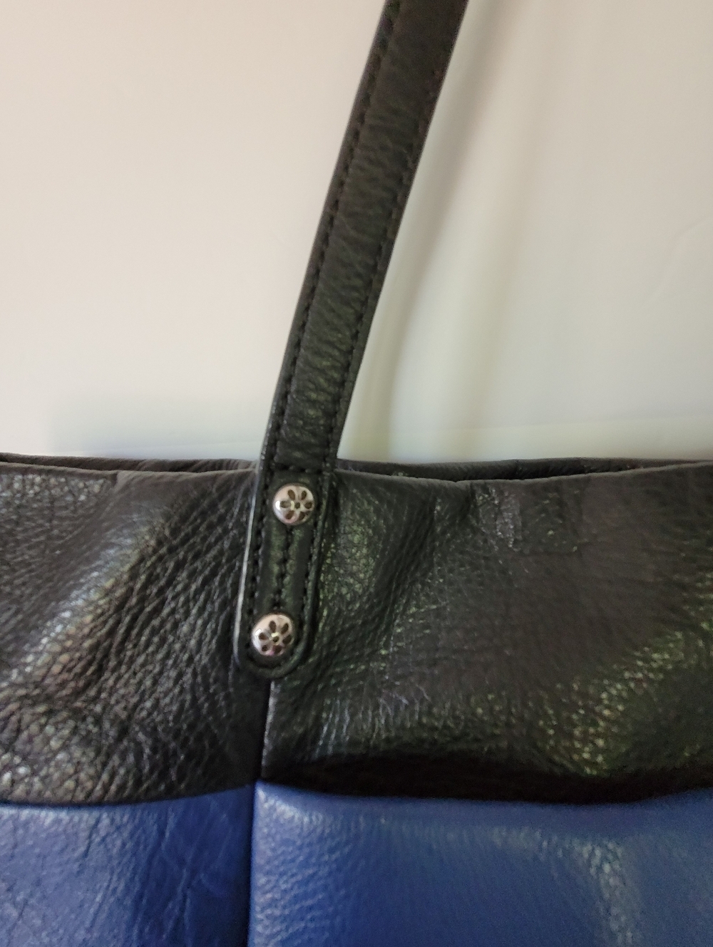 Brighton Black & Blue Leather Shoulder Bag with Tassel - Picture 2 of 13